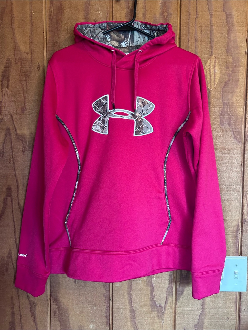 Under Armour Bright Pink Pullover Hoodie with Camo Trim